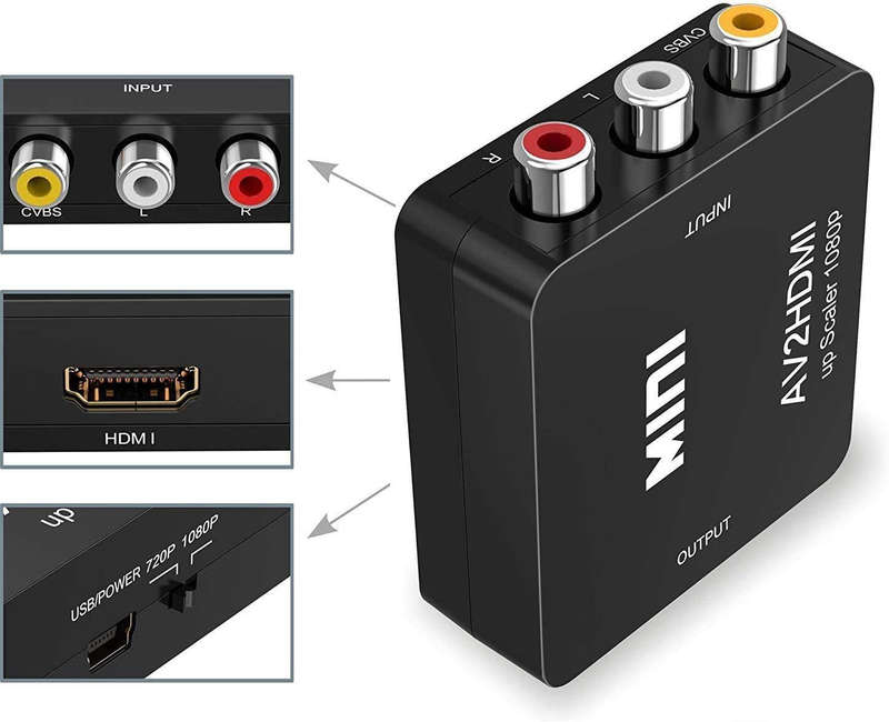 RCA to HDMI Converter, Amtake 1080P RCA Composite CVBS AV to HDMI Video Audio Converter Adapter