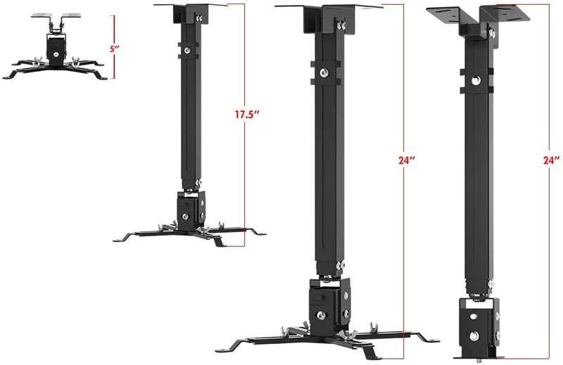 4 in 1 Projector Mount,Universial Wall or Ceiling Mount/Bracket with Extendable Arm and Adjustable
