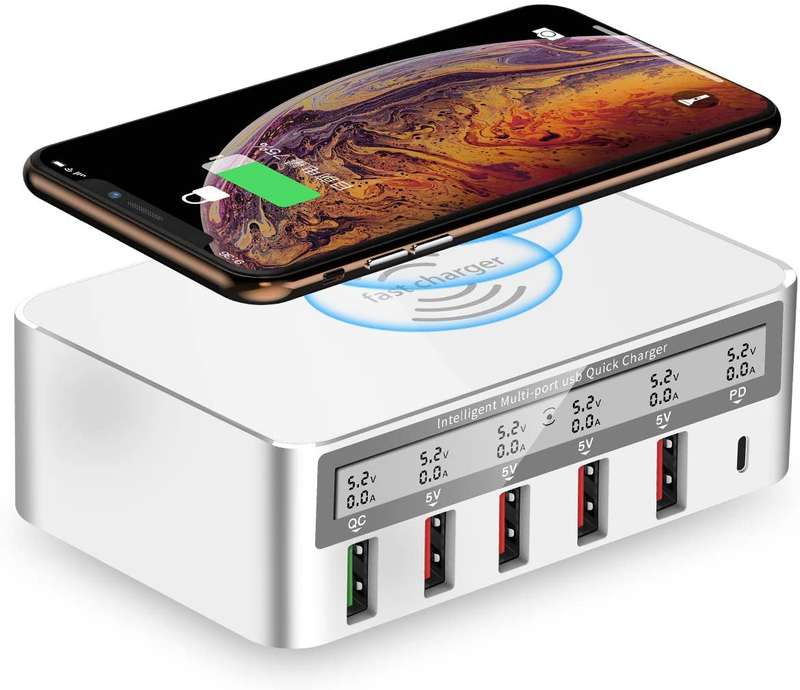 USB Fast Charger, Multi-Port 100W-6 Port USB Fast Charging Stationwith Quick Charge