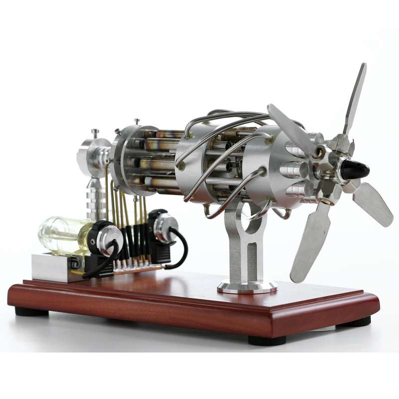 Newest Version 16 Cylinder Dual Fuel Bottle Hot Air Motor Generator Creative Stirling Engine