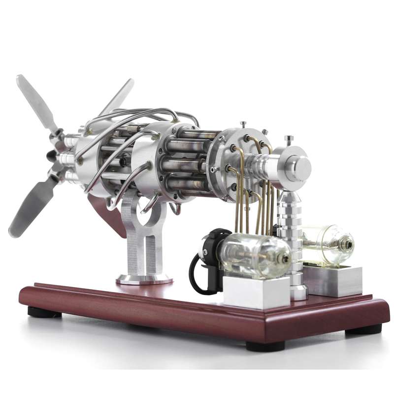 Newest Version 16 Cylinder Dual Fuel Bottle Hot Air Motor Generator Creative Stirling Engine