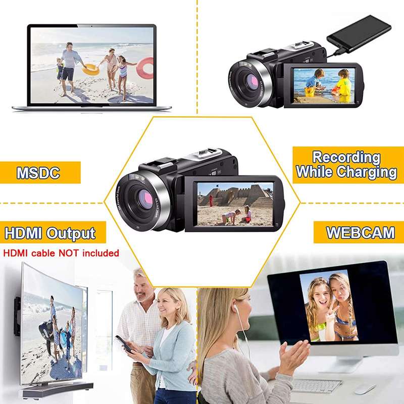 Video Camera Camcorder Full HD 1080P 30FPS 24.0 MP IR Night Vision Vlogging Camera Recorder 3