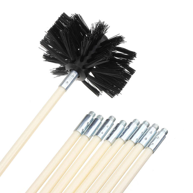 Drill Chimney Cleaning Brush Cleaning Rotary Sweep System Flexible Rod (1#: 6 x Rod + 1 x Brush)