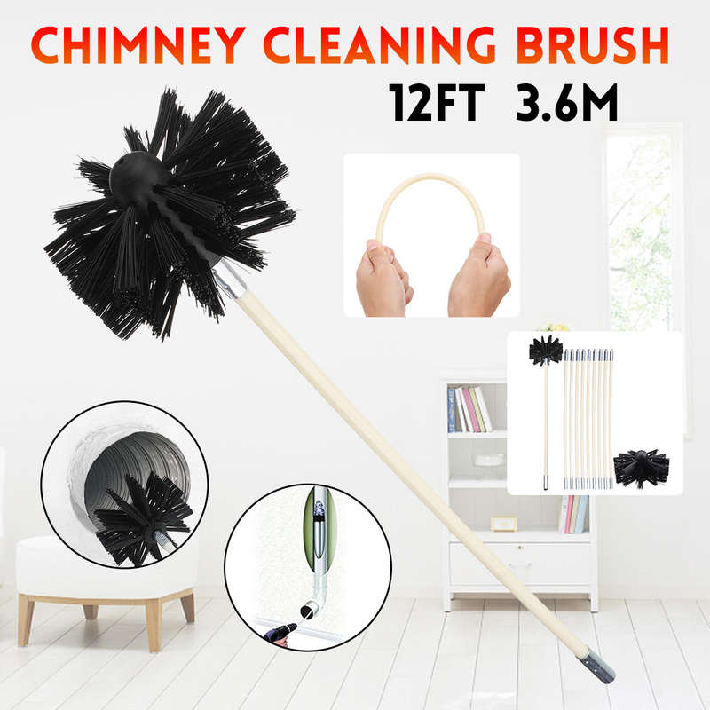 Drill Chimney Cleaning Brush Cleaning Rotary Sweep System Flexible Rod (1#: 6 x Rod + 1 x Brush)