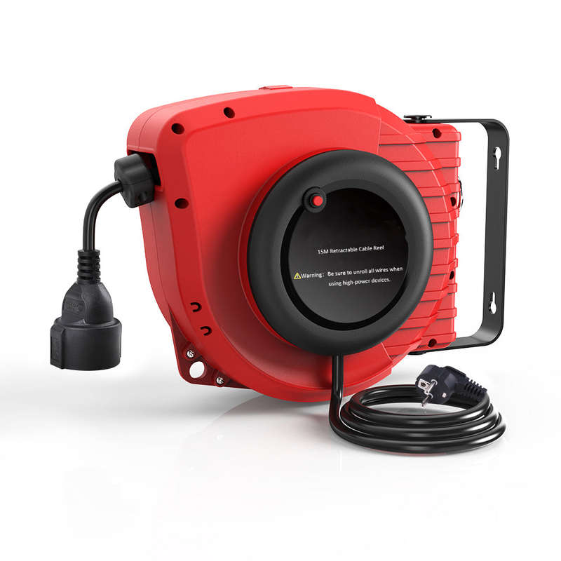 Retractable Extension Cord Reel 50FT+4.5 (15+1.5M) Electrical Power Cord Reel 14AWG 13A 3C SJ