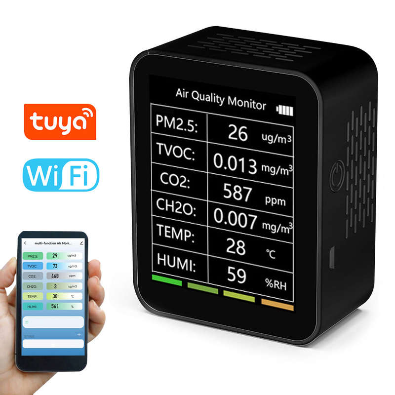 Tuya WiFi Portable Home Office Indoor Desktop Air Quality Detector 6 In 1 Multifunctional Det