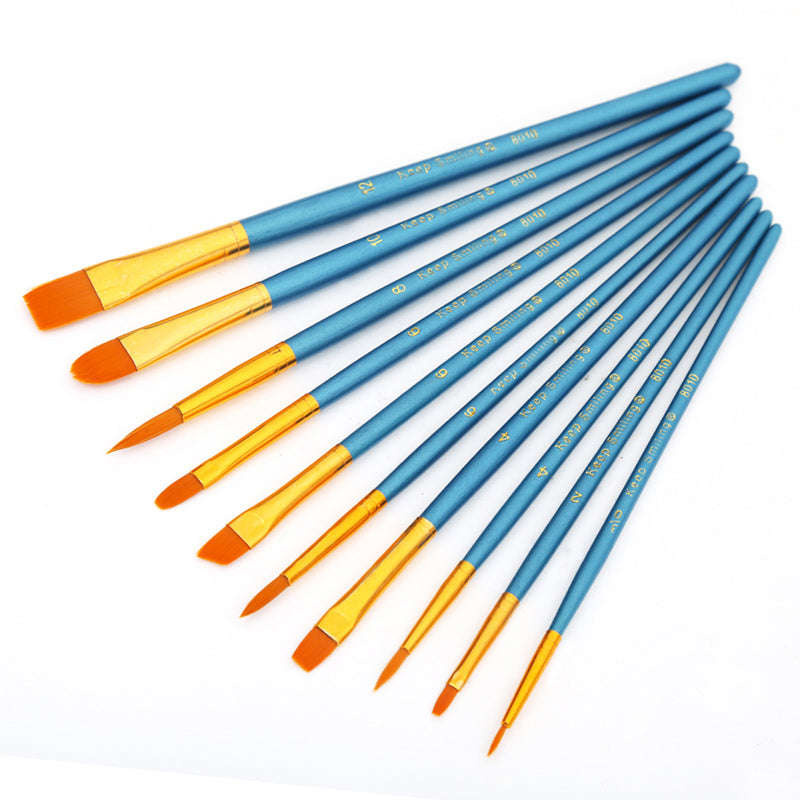 10Pcs/Set Different Shape Watercolor Gouache Paint Brushes Nylon Brush Home Wall Decor Tool