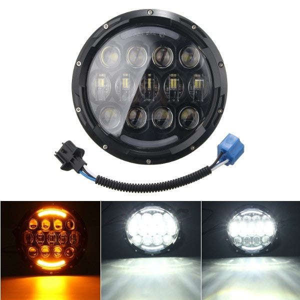 7 Inch H4 H13 105W LED Headlight Hi/Lo Beam With Turn Signal For Harley Jeep