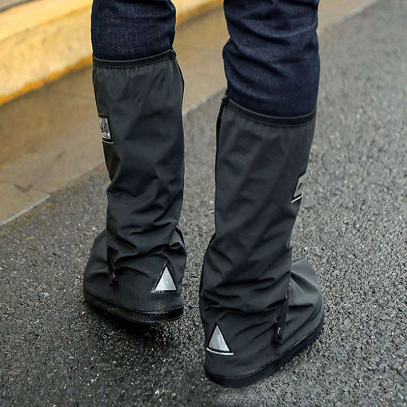 Motorcycle Waterproof Rain Shoes Covers Thicker Scootor Non-slip Boots Covers-BlackXL