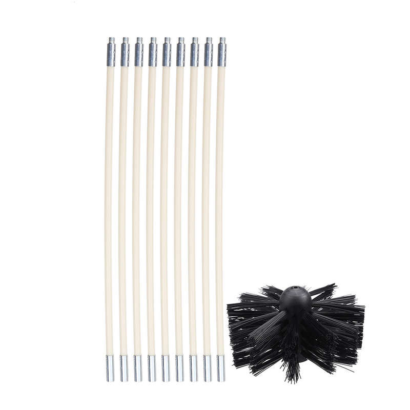Drill Chimney Cleaning Brush Cleaning Rotary Sweep System Flexible Rod (1#: 6 x Rod + 1 x Brush)
