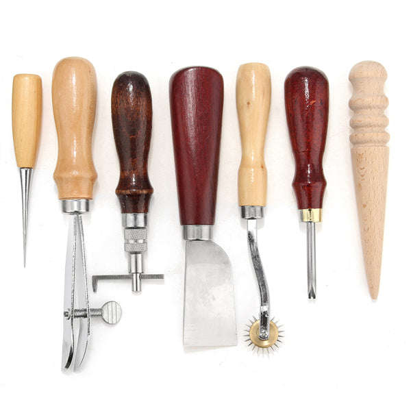 7pcs Leather Craft Tool Hand Cutter Stitching Sewing DIY Leather Tools Kit