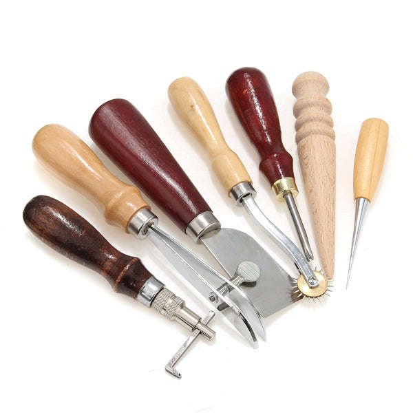 7pcs Leather Craft Tool Hand Cutter Stitching Sewing DIY Leather Tools Kit