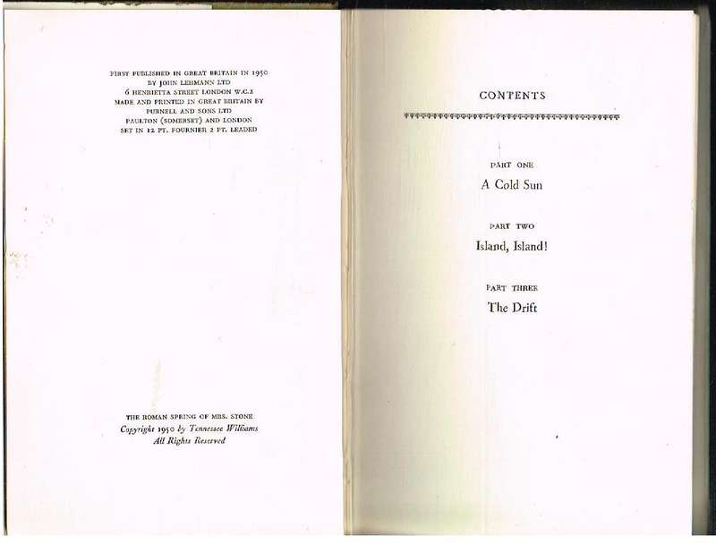 The Roman Spring of Mrs Stone (1st UK edition 1950) - Tennessee Williams