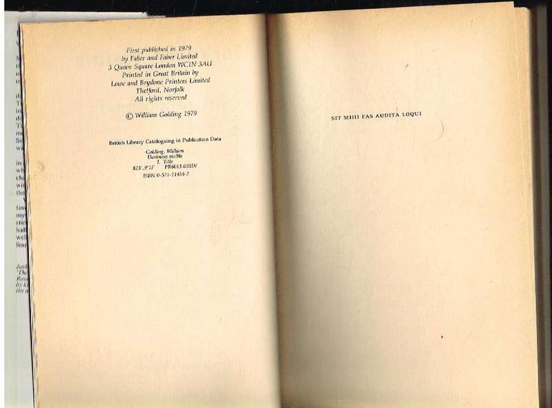 Darkness Visible (1st edition 1979) - William Golding
