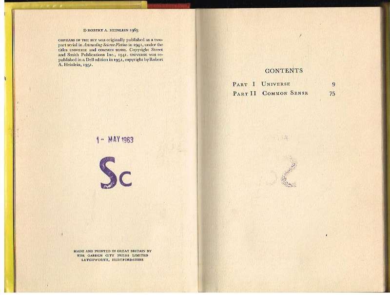 Orphans of The Sky  (1st edition 1963) - Robert A Heinlein