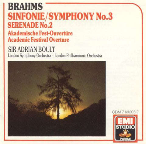 Brahms, Sir Adrian Boult, The London Symphony Orchestra - Symphony No. 3 / Serenade No. 2 / Acade...
