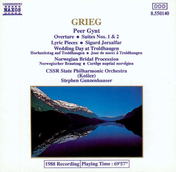 Grieg / CSSR State Philharmonic Orchestra/ Gunzenhauser, Gynt: Overture, Suites Nos. 1 & 2 . Lyri...