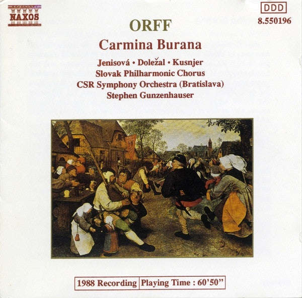 Orff, Jenisova, Dolezal, Kusnjer, Slovak Philharmonic Chorus, CSR Symphony Orchestra (Bratislava)...