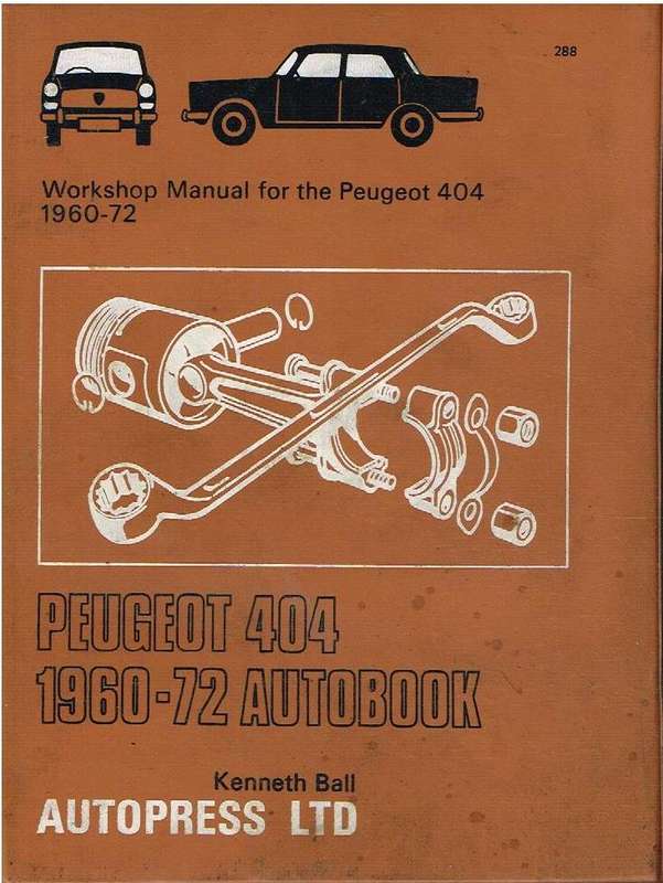 Autopress workshop manual for the Peugeot 404 1960-72