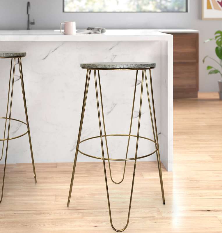 Fine Living - Hairpin Barstool - Grey Wood Grain (Free Shipping)