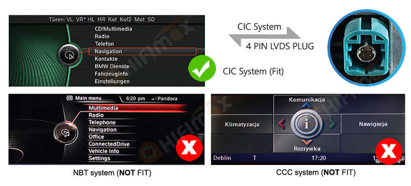 Compatible with bmw CIC system , lvds 4 pin