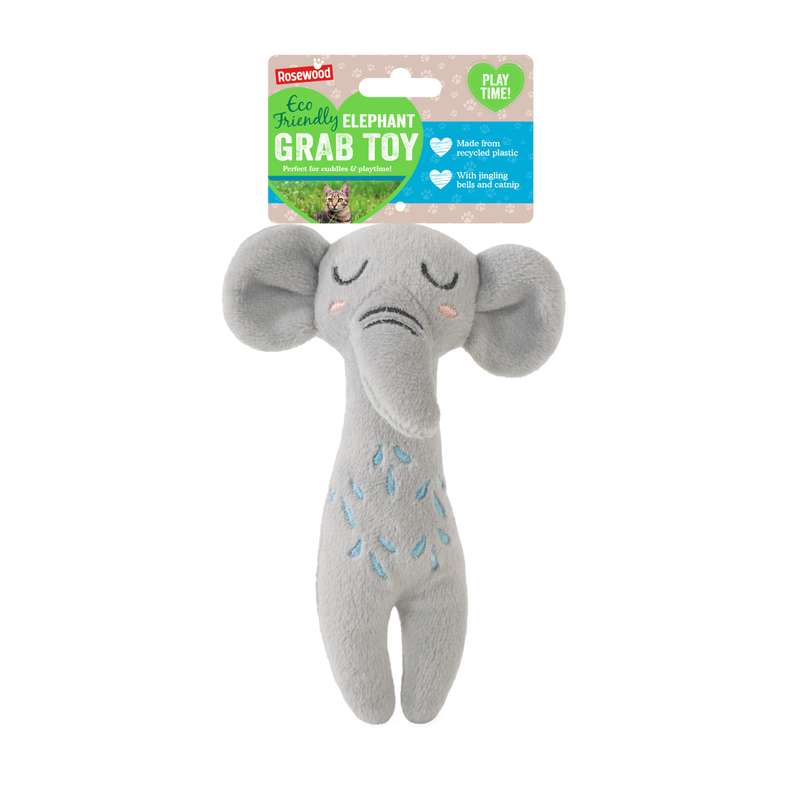 Rosewood Eco Friendly Elephant Grab Toy for Cats