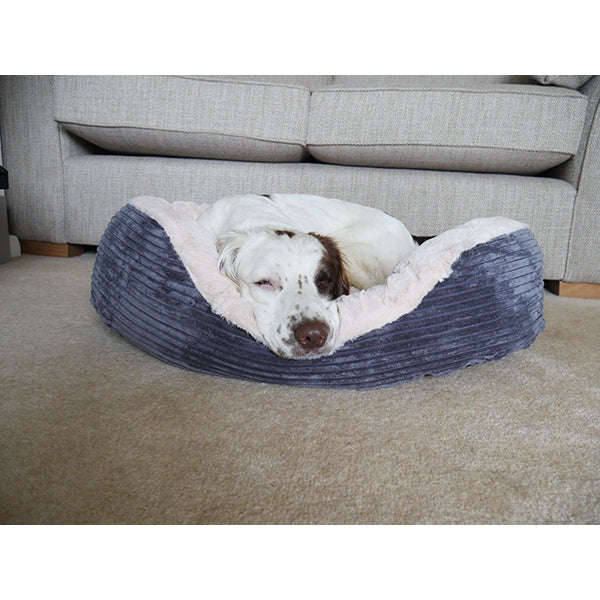 Rosewood Grey Jumbo Cord/Plush Oval Bed