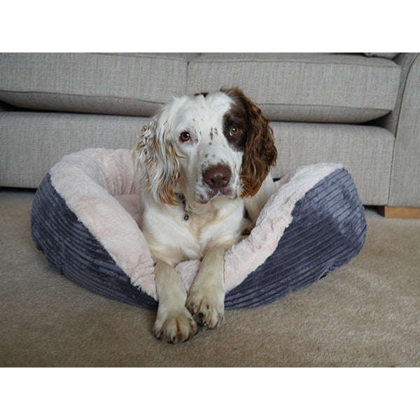 Rosewood Grey Jumbo Cord/Plush Oval Bed