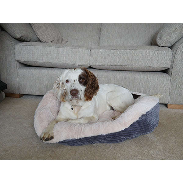 Rosewood Grey Jumbo Cord/Plush Oval Bed