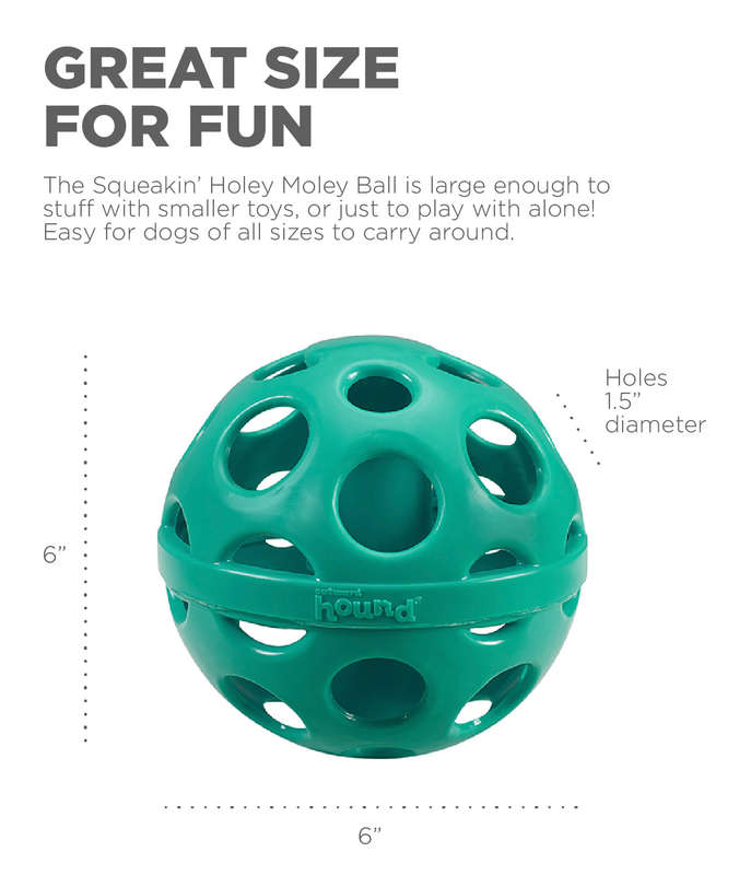 Squeakin' Holey Moley Dog Ball Stuffable Fetch Toy