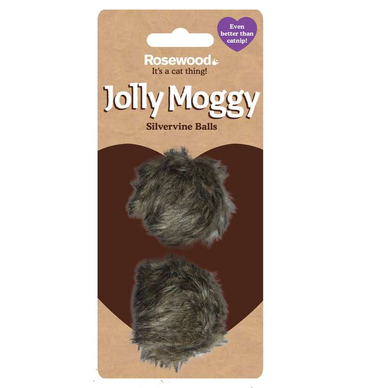 Rosewood Jolly Moggy Silvervine Plush Balls 2pc