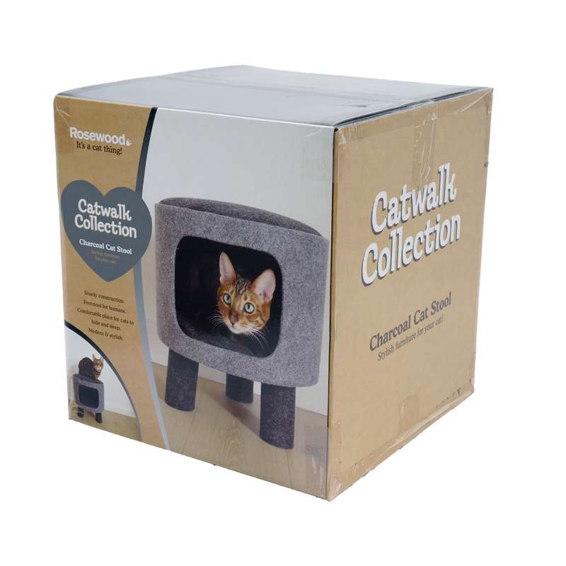 Rosewood Catwalk Collection Charcoal Felt Stool