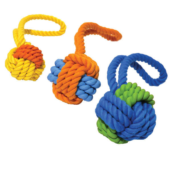 Tough Twist Rubber & Rope Ball Tug (29cm)