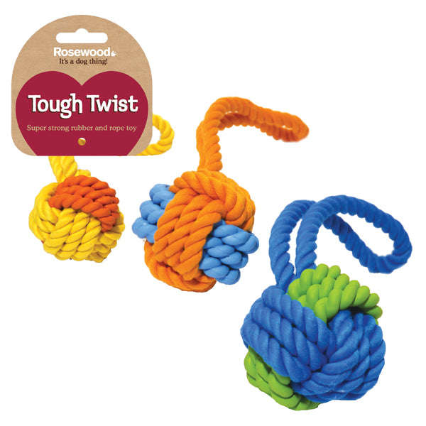 Tough Twist Rubber & Rope Ball Tug (29cm)