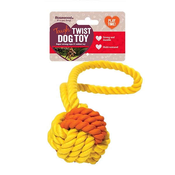 Tough Twist Rubber & Rope Ball Tug (29cm)