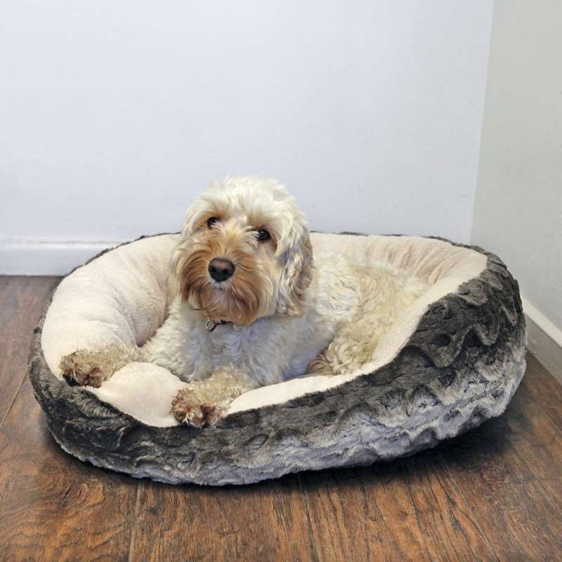 Rosewood Grey & Cream Snuggle Plush Oval