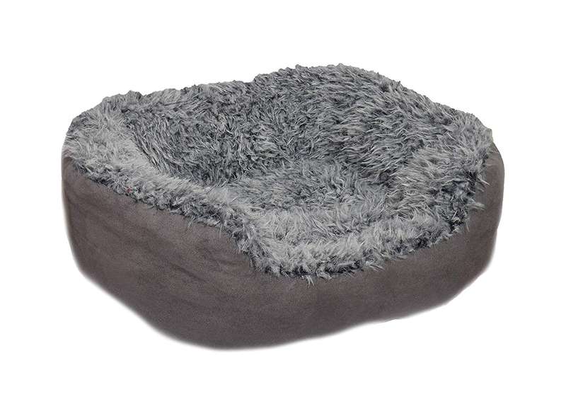 Rosewood Grey Lion Faux Suede Oval Bed