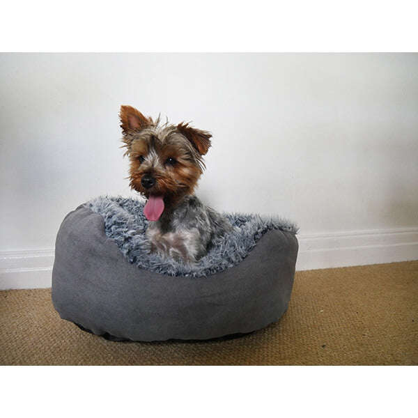 Rosewood Grey Lion Faux Suede Oval Bed