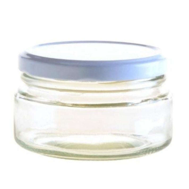 200ml Clear Glass Storage Jar with White Metal Lid (82mm Twist)