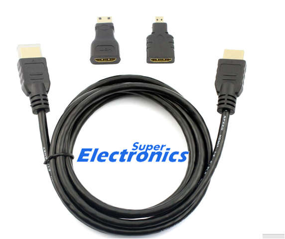 3 In 1 HDMI Cable HDMI to Mini Micro HDMI Adaptor Cable Kit for Tablet PC HDTV 1.5M