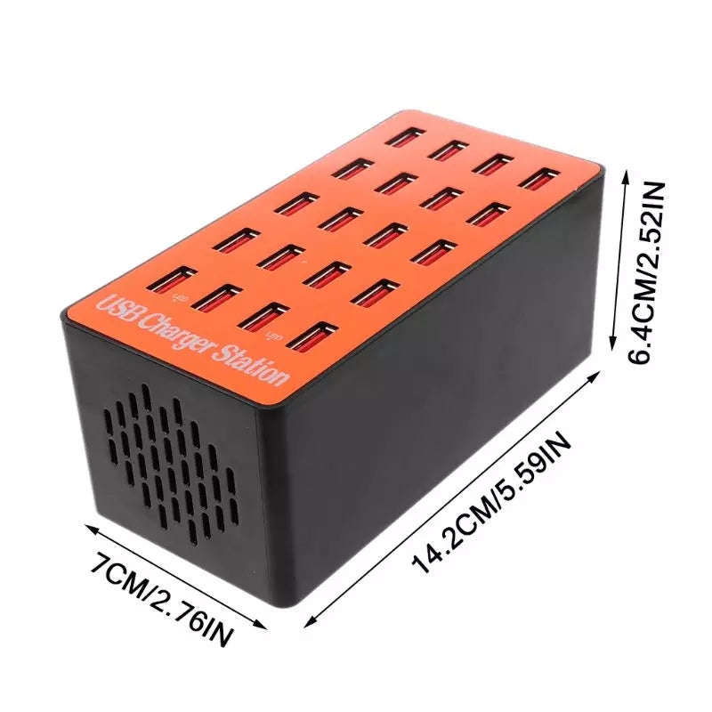20-Port USB Hub Charger Power Adapter Wall Fast Charging Dock Station 100W Blue