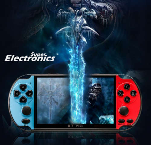 X7Plus 5.1" Colorful Screen Game Console Dual Rocker Handheld Retro Game Host - RED/BLUE