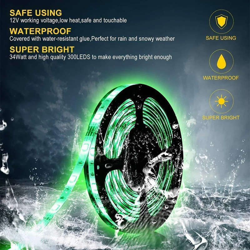 10m Bluetooth LED Strip Lights RGB 5050 SMD Flexible Ribbon 24 Key Remote Control TV Tape Lamp Wa...