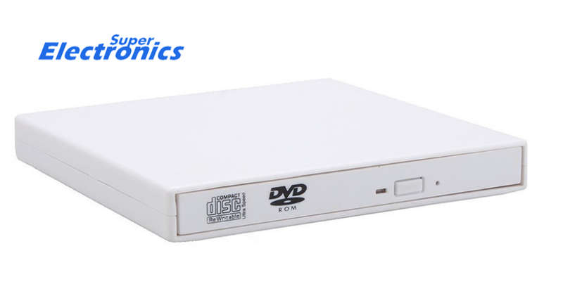 High-Speed CD-RW 24x USB External DVD Optical Drive for Computer and Laptop - WHITE
