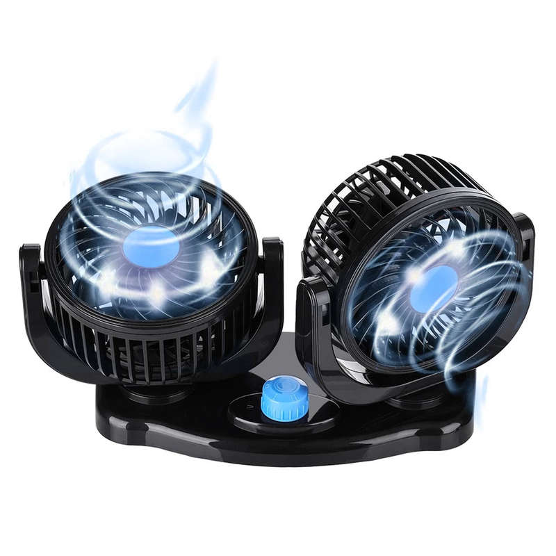 12V 360 Degree All-Round Adjustable Car Auto Air Cooling Dual Head Fan Low Noise Car Auto Cooler
