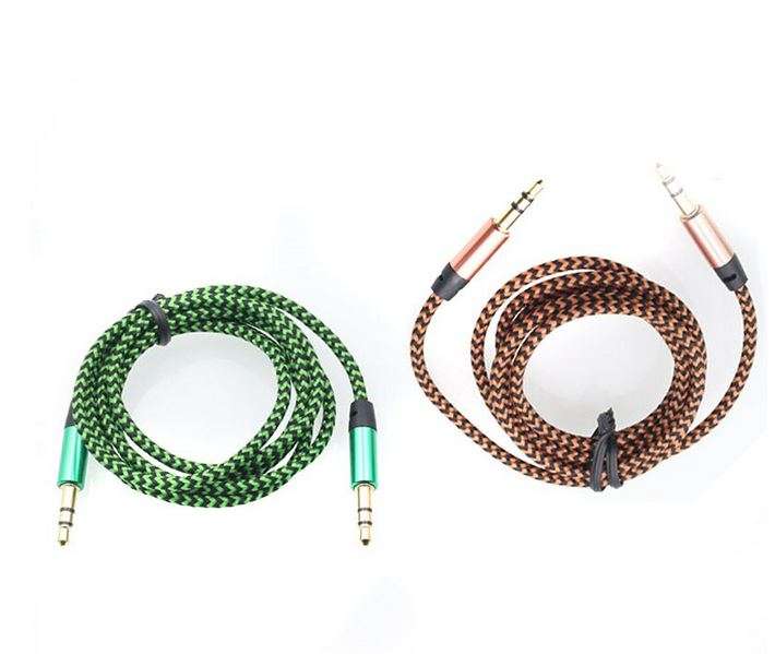 1M Colorful Woven Fabric Braided Auxiliary Aux Audio Cable 3.5mm