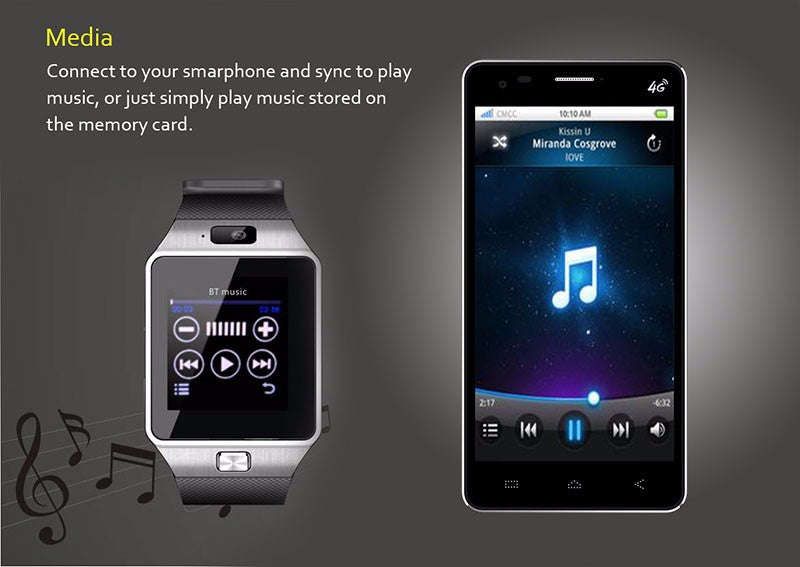 Bluetooth Smart Watch Call/SMS SIM Card Camera Intelligent Wrist Phone Watches For Andro... - Silver
