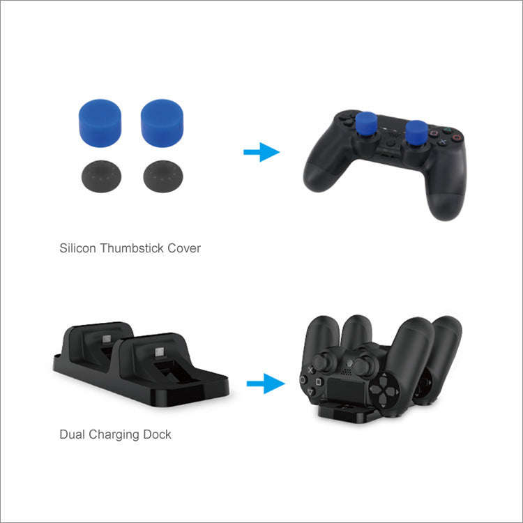 5 in 1 Game Pack Stereo Headset with Microphone Accessories Kit for PS4 Playstation 4 PC Laptop w...