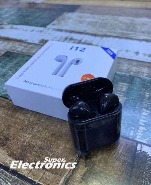 I12 TWS Wireless Earphone Bluetooth 5.0 Touch Earbuds Headset With Charger Box - Black