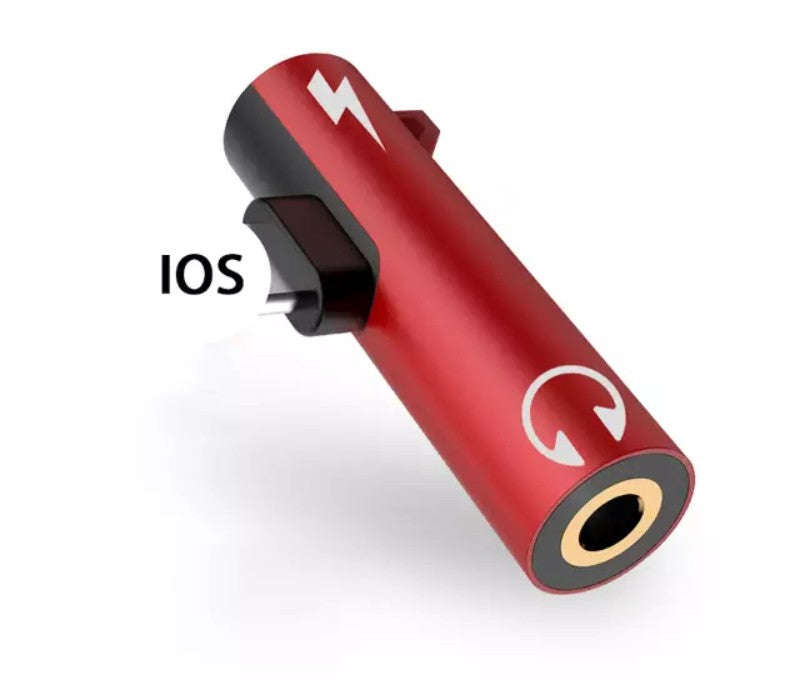 iPhone Headphone Charging Connector Splitter 2 in 1 adapter - Red